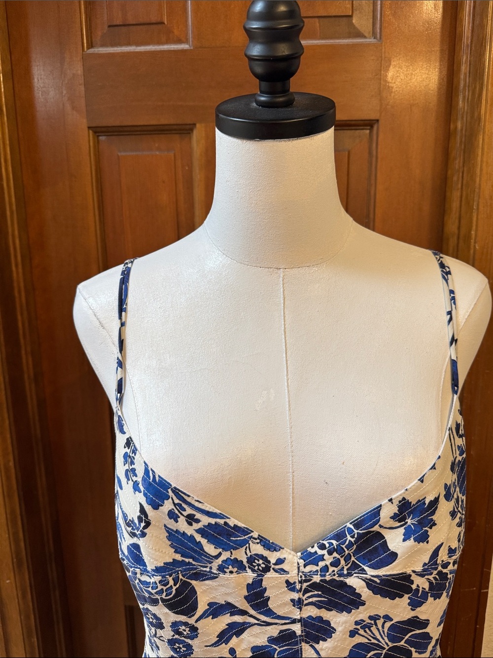 PRICE FIRM La Ligne Blue and White Floral Maxi Dress Size L - Picture 6 of 9